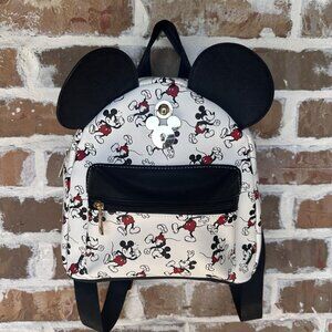 Disney's Mickey Mouse All Over Print Mini 10" Backpack 3D Ears‎ Black Red